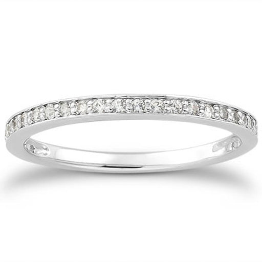 Bids.com 14k White Gold Micro-pave Diamond Wedding Ring Band Set 3/4 Around Rings