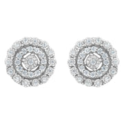 Bids.com 10KT White Gold 1/2 cttw Double Halo Brilliant Round-Cut Diamond Stud Earrings (I-J Clarity, I2-I3 Color) Earrings