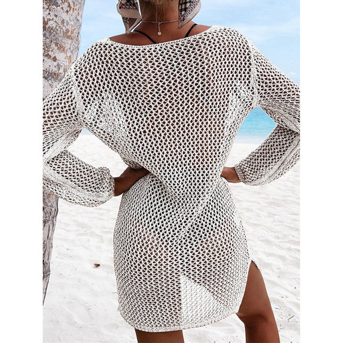 Openwork Tie Neck Cover-Up