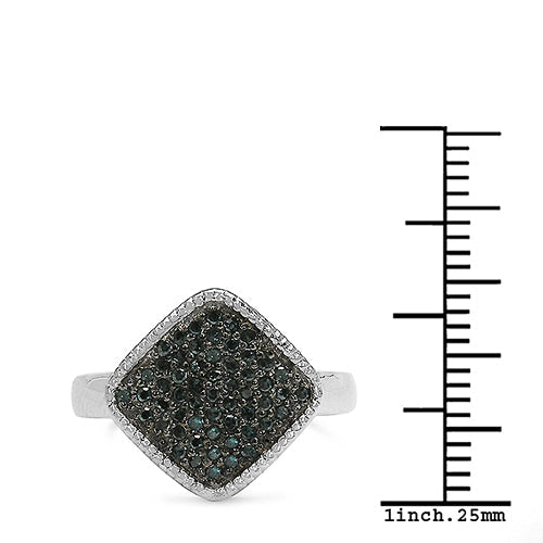 Bids.com 0.28 Carat Genuine Blue Diamond .925 Sterling Silver Ring Rings