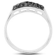 Bids.com 0.43 Carat Genuine Black Diamond .925 Sterling Silver Ring Rings
