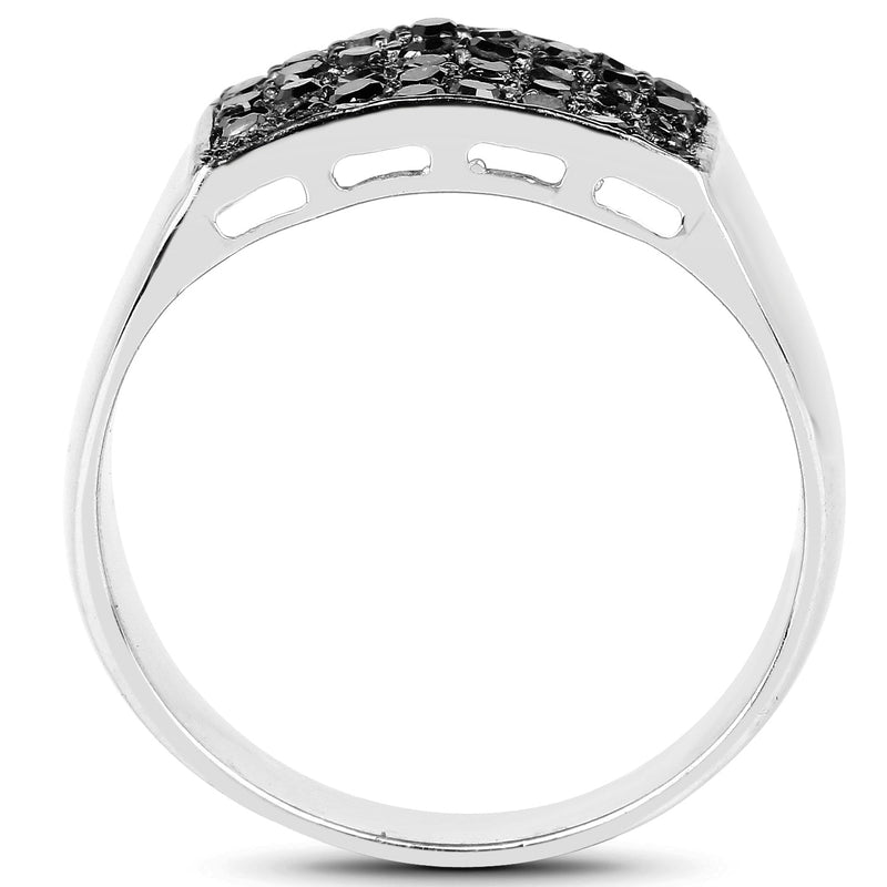 Bids.com 0.43 Carat Genuine Black Diamond .925 Sterling Silver Ring Rings