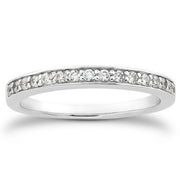Bids.com 14k White Gold Pave Diamond Wedding Ring Band Set 1/2 Around Rings