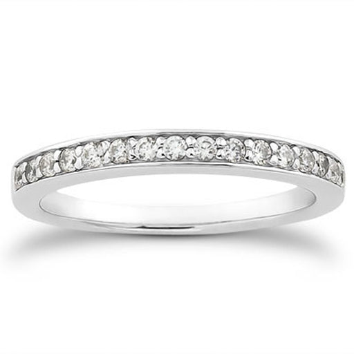 Bids.com 14k White Gold Pave Diamond Wedding Ring Band Set 1/2 Around Rings