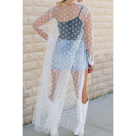 Polka Dot Long Sleeve Cover Up