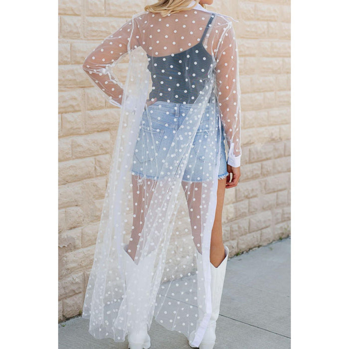 Polka Dot Long Sleeve Cover Up