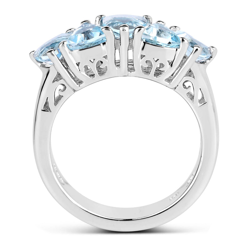 Bids.com 2.50 Carat Genuine Blue Topaz .925 Sterling Silver Ring Rings