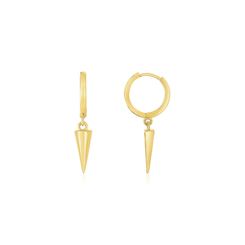 Bids.com 14K Yellow Gold Dangling Spike Drop Hoop Earrings Earrings