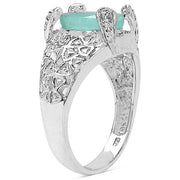 Bids.com 2.52 Carat Genuine Emerald & White Topaz .925 Sterling Silver Ring Rings