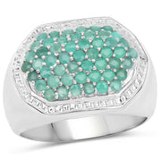 Bids.com 1.43 Carat Genuine Emerald .925 Sterling Silver Ring Rings