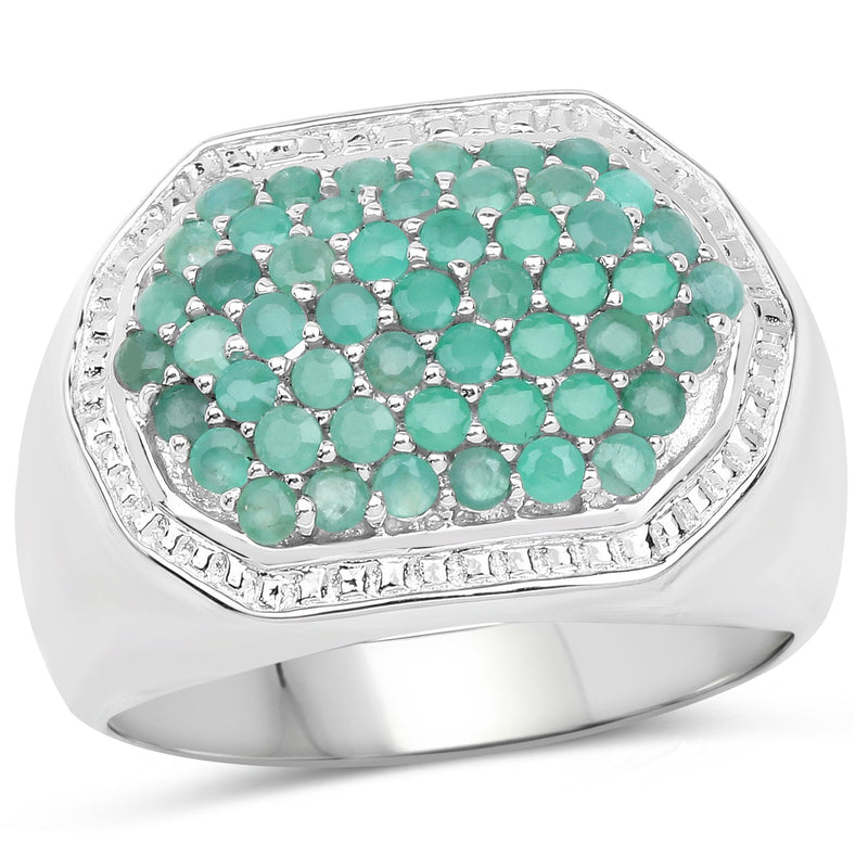 Bids.com 1.43 Carat Genuine Emerald .925 Sterling Silver Ring Rings