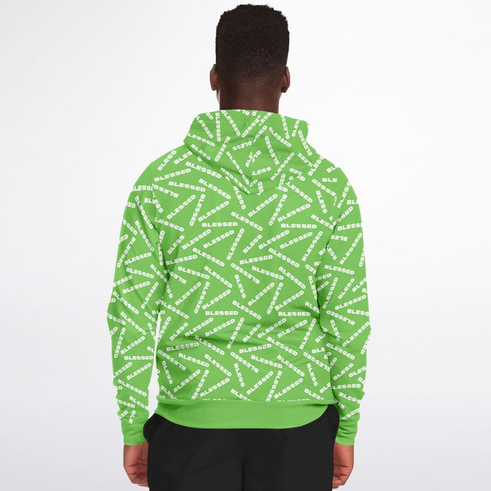 BLESSED Green Fashion Zip-Up Hoodie