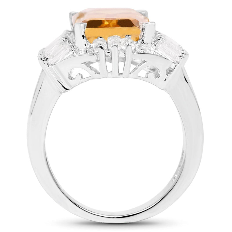 Bids.com 9.13 Carat Genuine Citrine & White Topaz .925 Sterling Silver Ring Rings