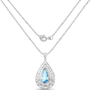 Bids.com 7.20 Carat Genuine Swiss Blue Topaz .925 Sterling Silver Pendant Pendants