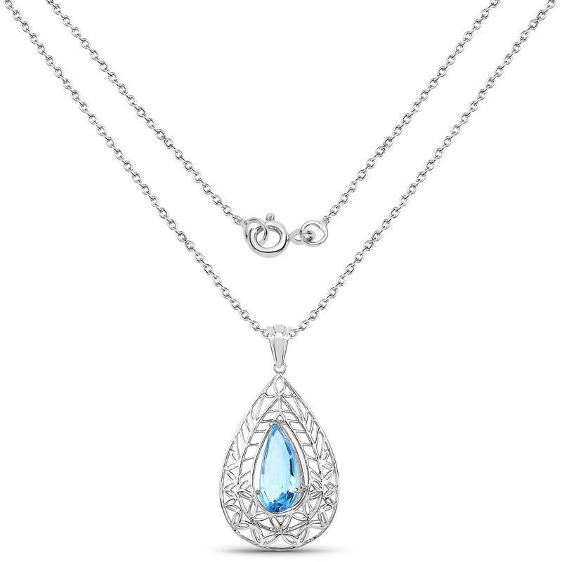 Bids.com 7.20 Carat Genuine Swiss Blue Topaz .925 Sterling Silver Pendant Pendants
