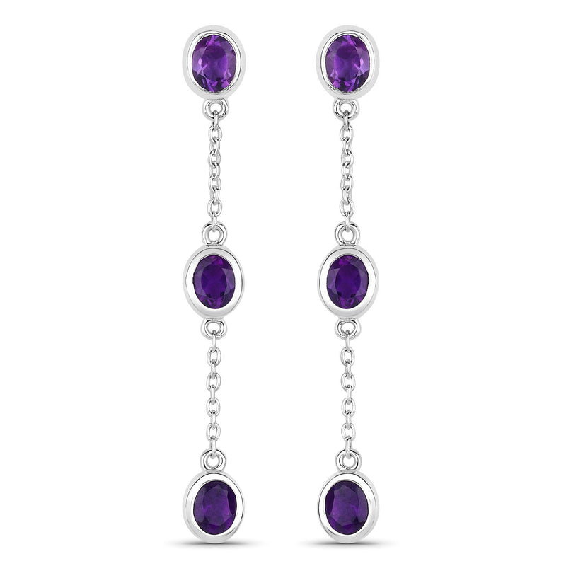 Bids.com 2.04 Carat Genuine Amethyst .925 Sterling Silver Earrings Earrings