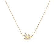 Bids.com 10K Yellow Gold 1/10 Cttw Diamond Leaf and Branch 18" Pendant Necklace (H-I Color, I1-I2 Clarity) Necklaces