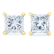 Bids.com 14K Yellow Gold Clarity Enhanced Princess Cut Diamond Certified Stud Earrings (0.50 cttw, H-I Color, I1-I2 Clarity) Earrings