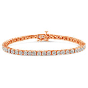 Bids.com .925 Sterling Silver 1.0 Cttw Miracle-Set Diamond Round Faceted Bezel Tennis Bracelet (I-J Color, I3 Clarity) - 7" Bracelets