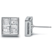 Bids.com 14K White Gold 1/2 Cttw Princess Diamond Composite Box Shape Milgrain Stud Earrings (H-I Color, SI1-SI2 Clarity) Earrings