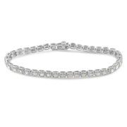 Bids.com .925 Sterling Silver 1.0 Cttw Diamond Miracle-Set Square Milgrain 7" Link Tennis Bracelet (I-J Color, I3 Clarity) Bracelets
