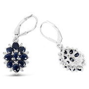 Bids.com 3.94 Carat Blue Sapphire and White Zircon .925 Sterling Silver Earrings Earrings