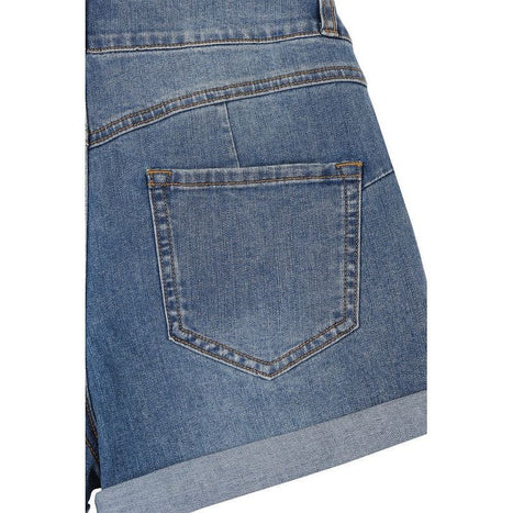 Lilou High Waisted Medium Blue Wash Rolled Denim Short