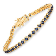 Bids.com 3.13 Carat Genuine Blue Sapphire 14K Yellow Gold Bracelet Bracelets