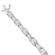 Bids.com 14K White Gold 1.0 Cttw Invisible Set Princess Diamond Alternating Link Tennis Bracelet (I-J Color, I1-I2 Clarity) - 7.25" Bracelets
