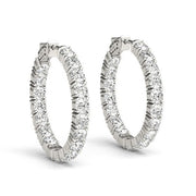 Bids.com 14k White Gold Two Sided Prong Set Diamond Hoop Earrings (3 1/2 cttw) Earrings