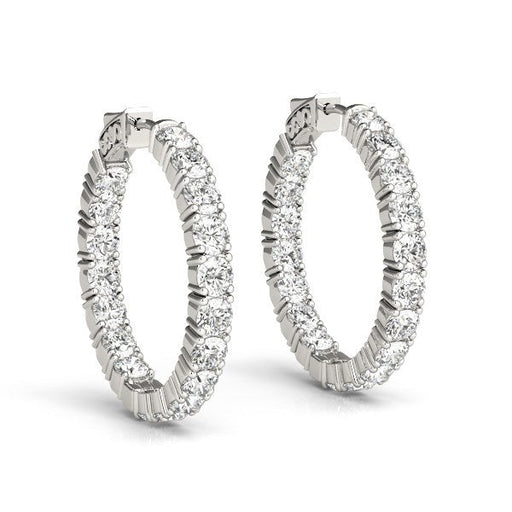 Bids.com 14k White Gold Two Sided Prong Set Diamond Hoop Earrings (3 1/2 cttw) Earrings