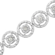 Bids.com .925 Sterling Silver 1.0 Cttw Diamond Nested Circle Miracle Set Open Wheel 7" Fashion Link Bracelet (I-J Color, I3 Clarity) Bracelets