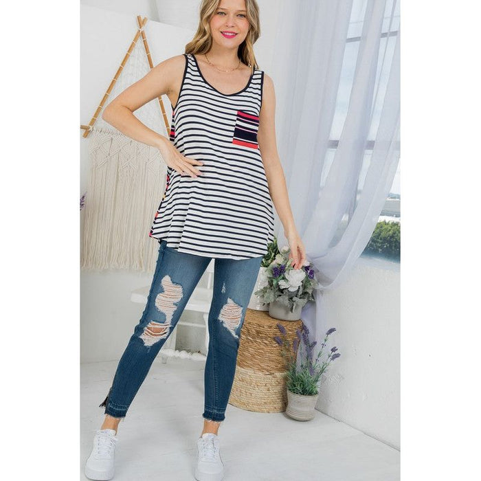 Plus Mixed Stripe Tank Top