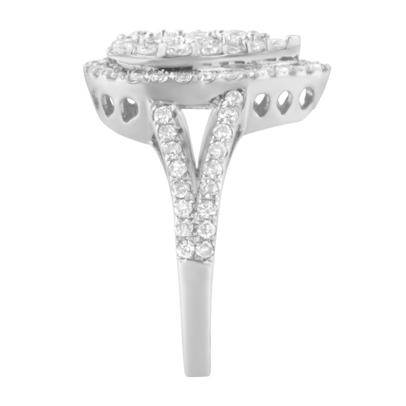 Bids.com .925 Sterling Silver Diamond Cluster Ring (1 1/2 Cttw, H-I Color, I1-I2 Clarity) - Size 6 Rings