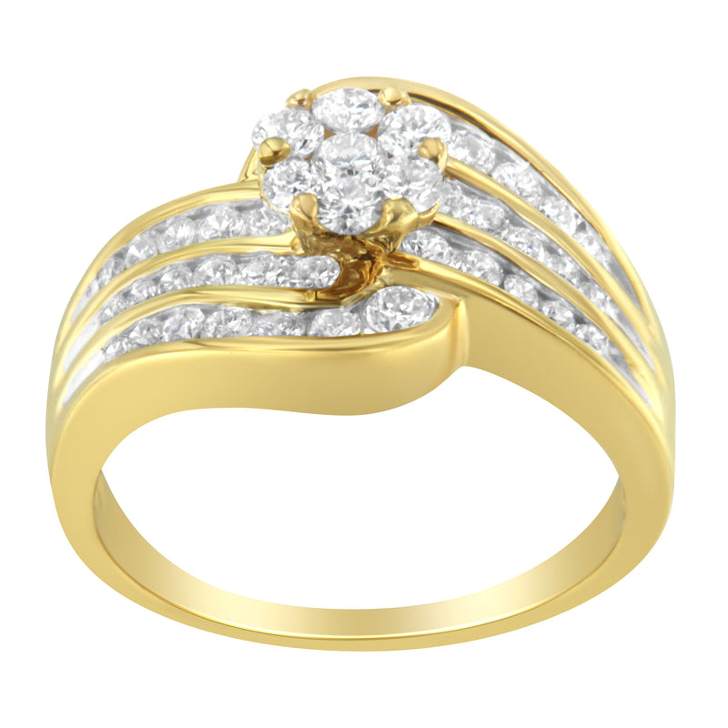 Bids.com 14K Yellow Gold Diamond Cocktail Bypass Ring (1 1/2 Cttw, H-I Color, SI2-I1 Clarity) - Size 7 Rings