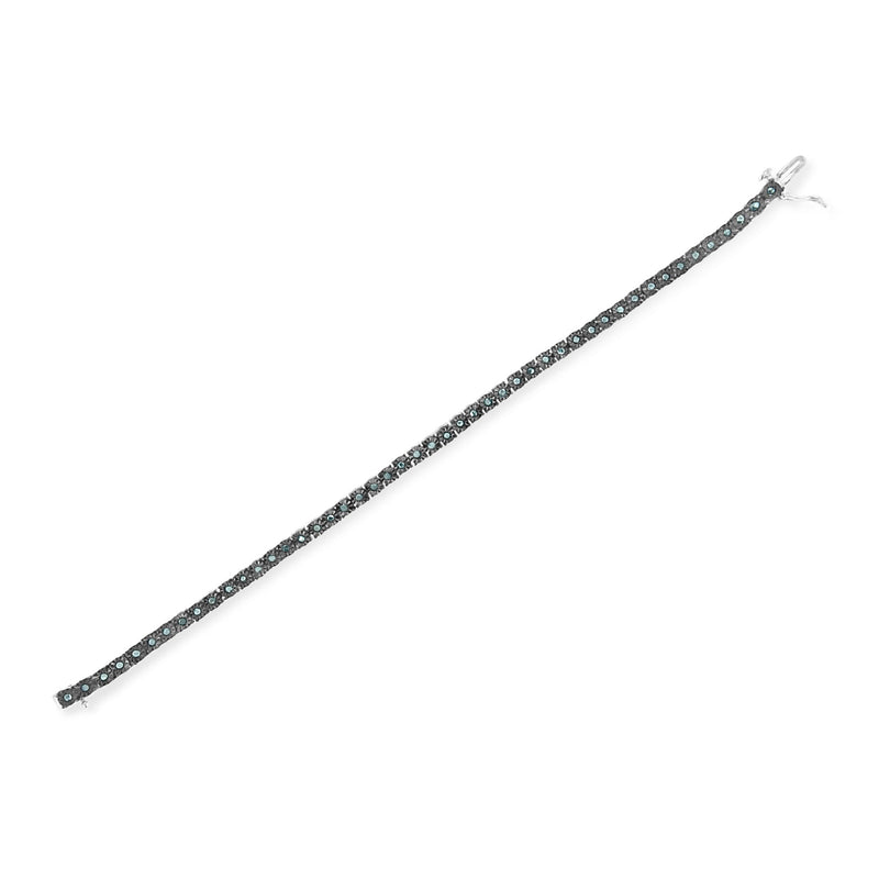 Bids.com Black Rhodium Plated .925 Sterling Silver 1.0 Cttw Diamond Miracle Tennis Bracelet (Enhanced Blue Color, I3 Clarity) - 7" Bracelets