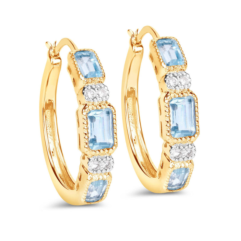 Bids.com 2.66 Carat Genuine Blue Topaz and White Topaz .925 Sterling Silver Earrings Earrings