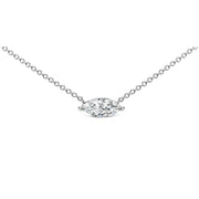 Bids.com 14K White Gold 1/2 Cttw Marquise Lab-Grown Diamond East West Solitaire 18" Pendant Necklace (F-G Color, VS2-SI1 Clarity) Necklaces
