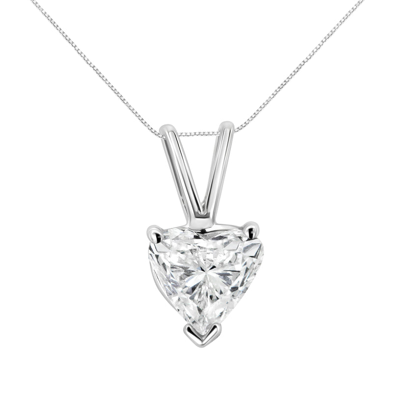 Bids.com 14K White Gold 1/5 Cttw 3-Prong Set Heart Shaped Solitaire Lab Grown Diamond 18" Pendant Necklace (F-G Color, VS2-SI1 Clarity) Necklaces