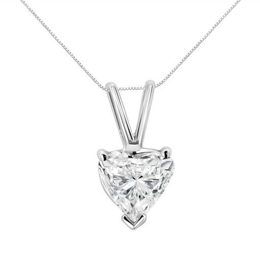 Bids.com 14K White Gold 1/5 Cttw 3-Prong Set Heart Shaped Solitaire Lab Grown Diamond 18" Pendant Necklace (F-G Color, VS2-SI1 Clarity) Necklaces