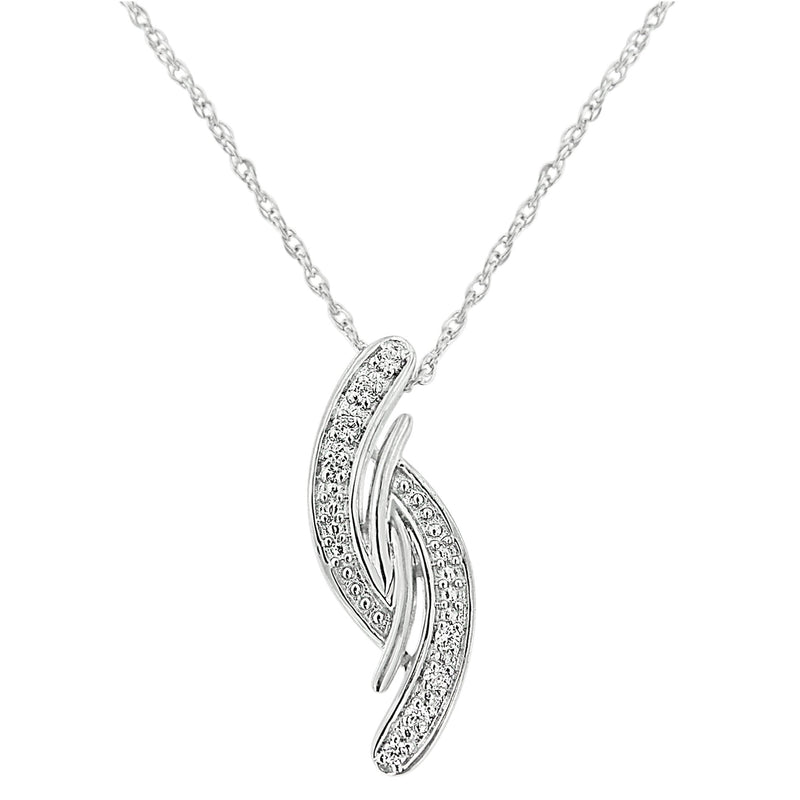 Bids.com .925 Sterling Silver Diamond Accent Bypass Curve 18" Pendant Necklace (I-J Color, I3 Clarity) Necklaces