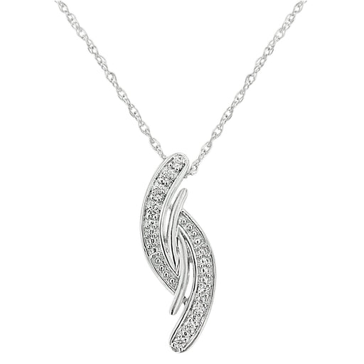 Bids.com .925 Sterling Silver Diamond Accent Bypass Curve 18" Pendant Necklace (I-J Color, I3 Clarity) Necklaces