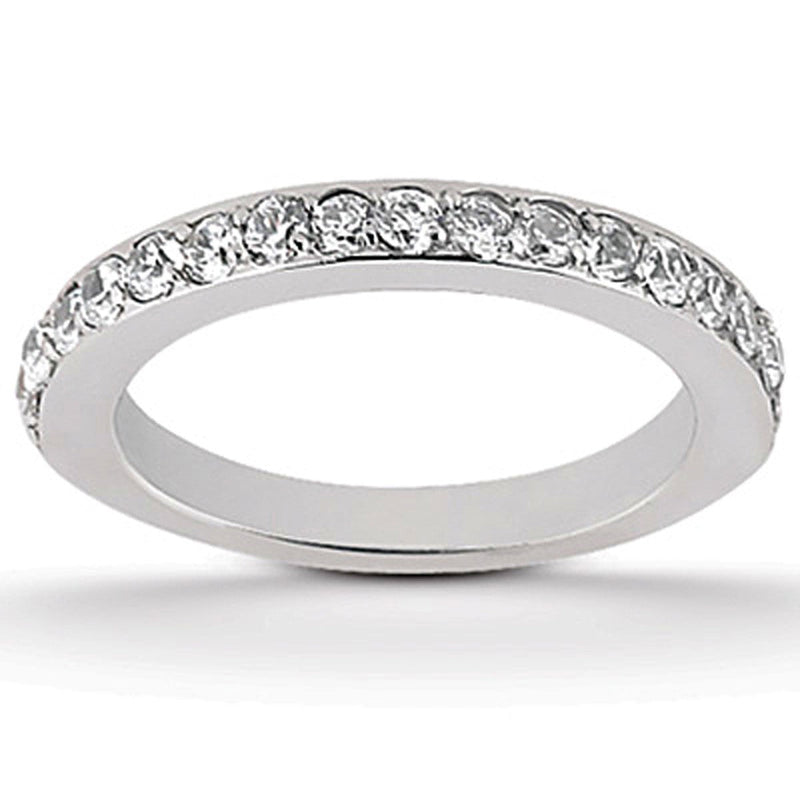 Bids.com 14k White Gold Pave Diamond Wedding Ring Band Set 1/2 Around Rings