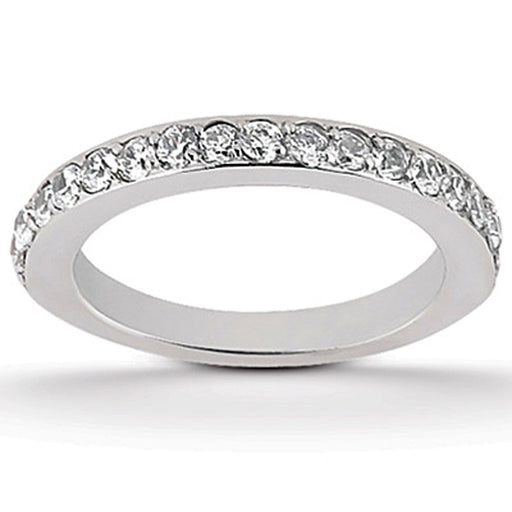 Bids.com 14k White Gold Pave Diamond Wedding Ring Band Set 1/2 Around Rings