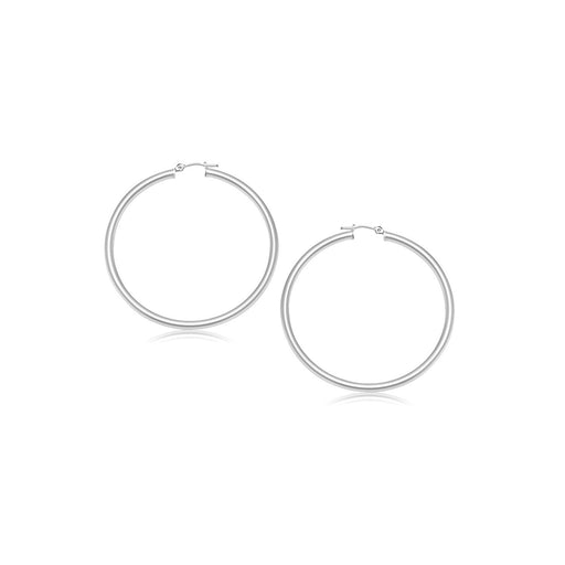 Bids.com 14k White Gold Polished Hoop Earrings (2- mm) Earrings