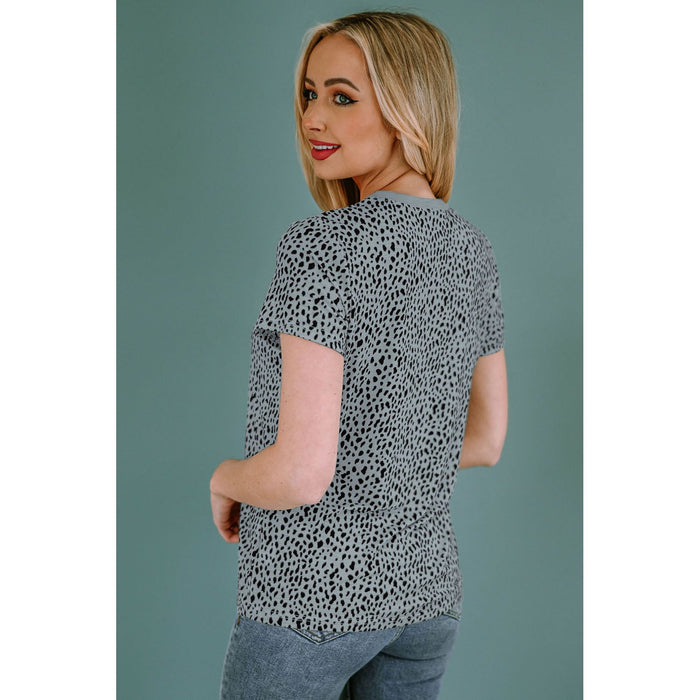 Animal Print Round Neck Short Sleeve T-Shirt