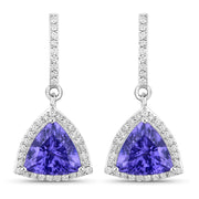 Bids.com 3.86 Carat Genuine Tanzanite and White Diamond 14K White Gold Earrings Earrings