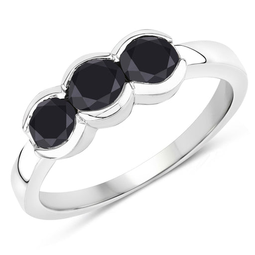 Bids.com 1.22 Carat Genuine Black Diamond .925 Sterling Silver Ring Rings