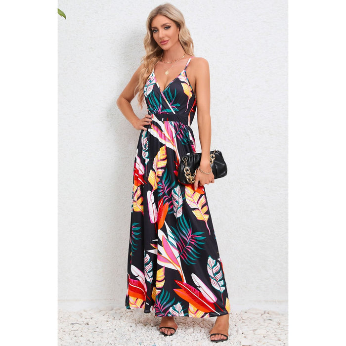 Printed Surplice Maxi Cami Dress