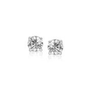 Bids.com Sterling Silver 4mm Faceted White Cubic Zirconia Stud Earrings Earrings